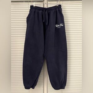 White Fox Navy Logo Jogger Sweatpants